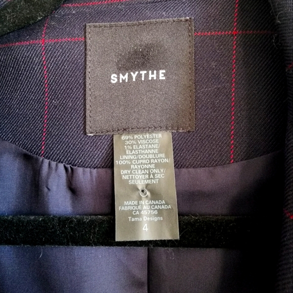 Beautiful Smythe navy and red window pane blazer size 4 - Picture 4 of 4